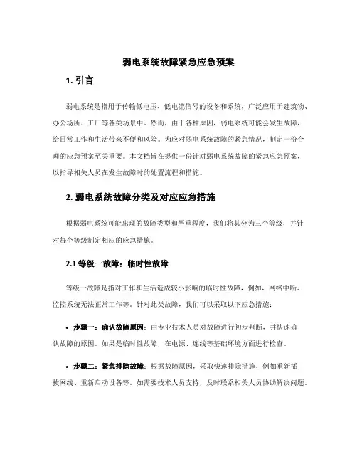 弱电系统故障紧急应急预案