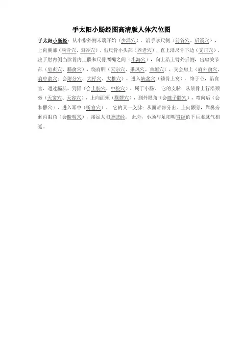 手太阳小肠经图高清版人体穴位图