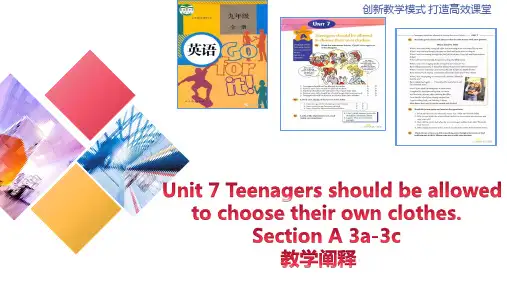 人教版九年级英语全册Unit 7 Section A 3a-3c说课稿课件