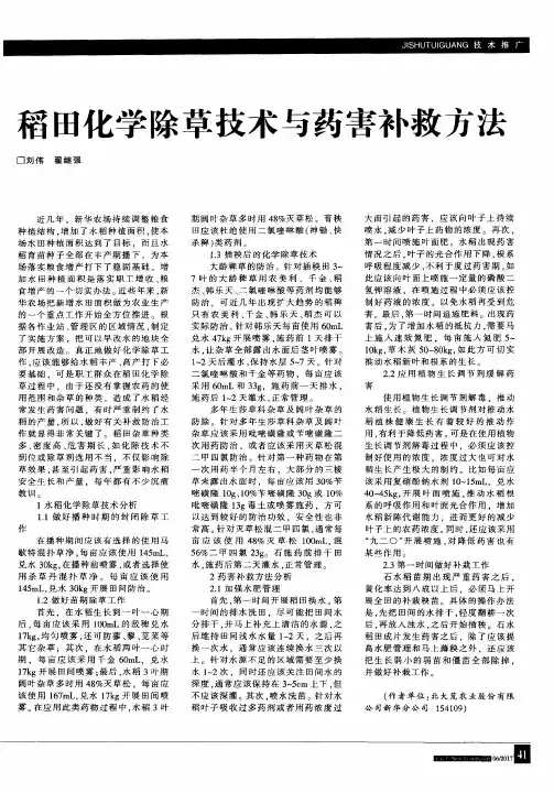 稻田化学除草技术与药害补救方法
