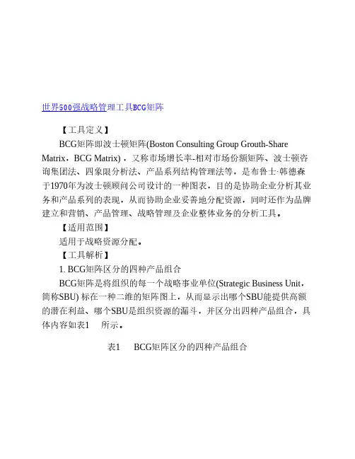 世界500强战略管理工具 BCG矩阵