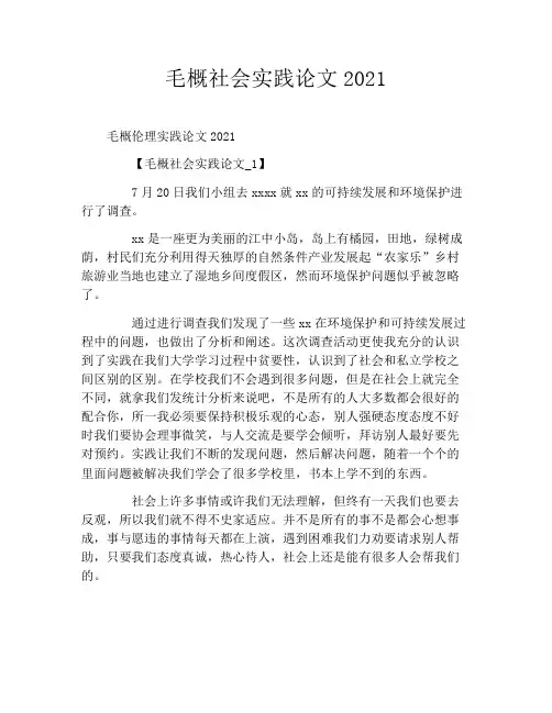 毛概社会实践论文2021