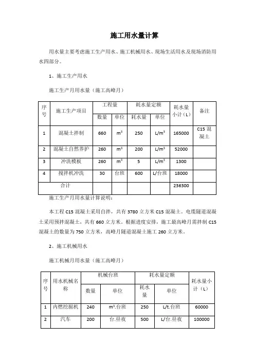 施工用水量计算