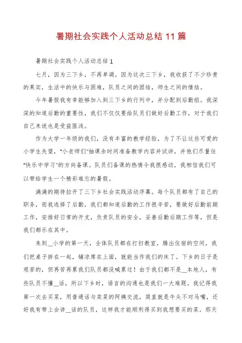 暑期社会实践个人活动总结11篇