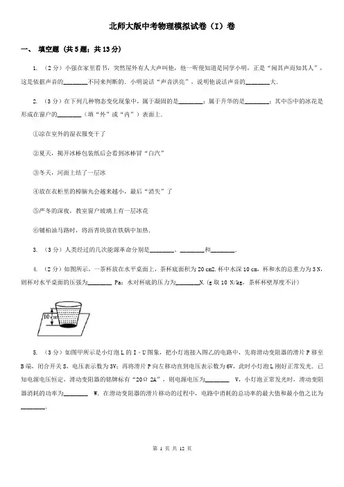 北师大版中考物理模拟试卷(I)卷