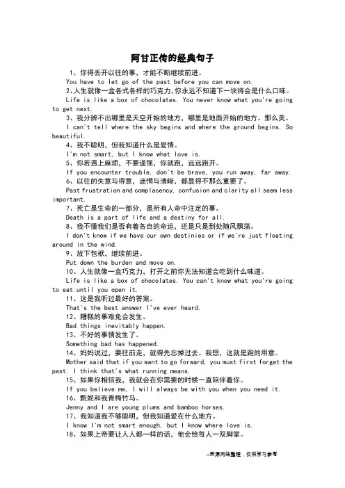 阿甘正传的经典句子