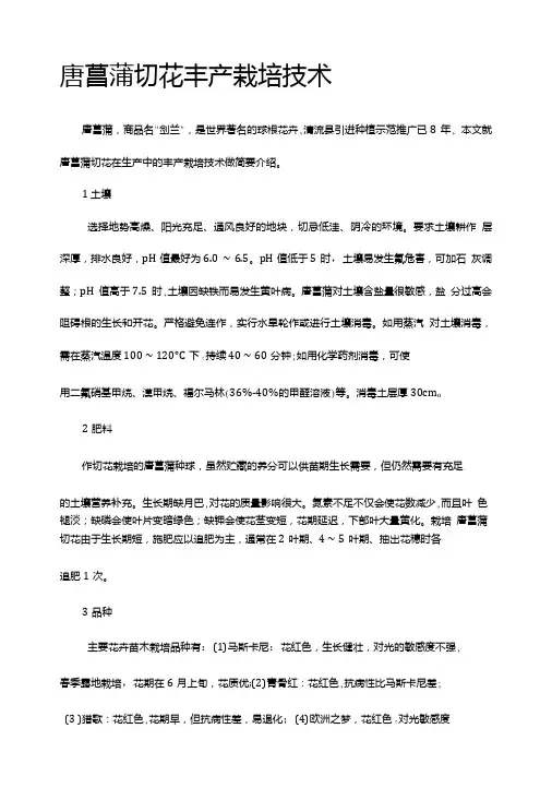 唐菖蒲切花丰产栽培技术(精品).doc