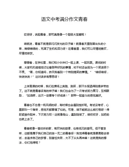 语文中考满分作文青春