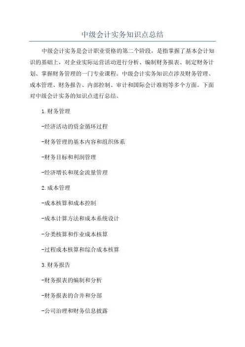 中级会计实务知识点总结