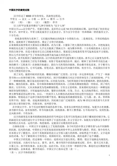 中国汉字的演变过程