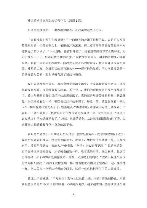 神奇的沙漠探险之旅优秀作文(通用3篇)(最新)