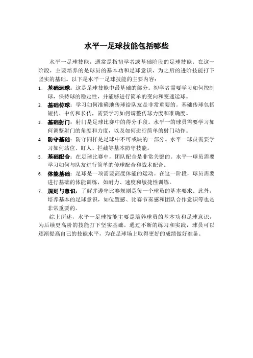 水平一足球技能包括哪些