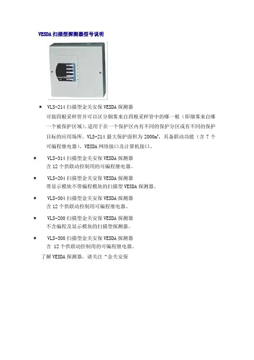 vesda探测器扫描型探测器型号说明