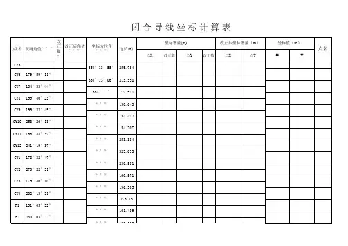 闭合导线坐标计算表 2