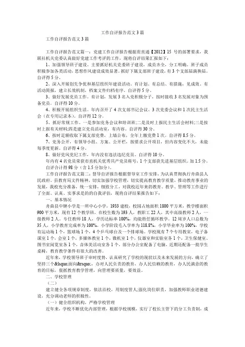 2019精选工作自评报告范文3篇
