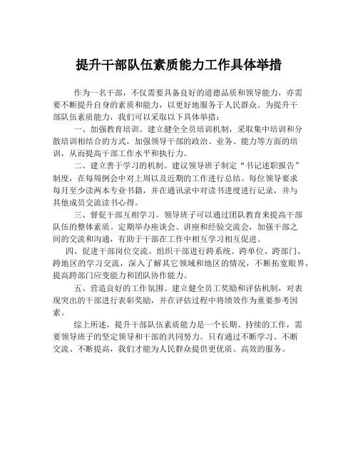 提升干部队伍素质能力工作具体举措