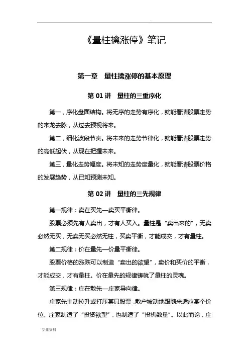 量柱擒涨停精华(笔记)