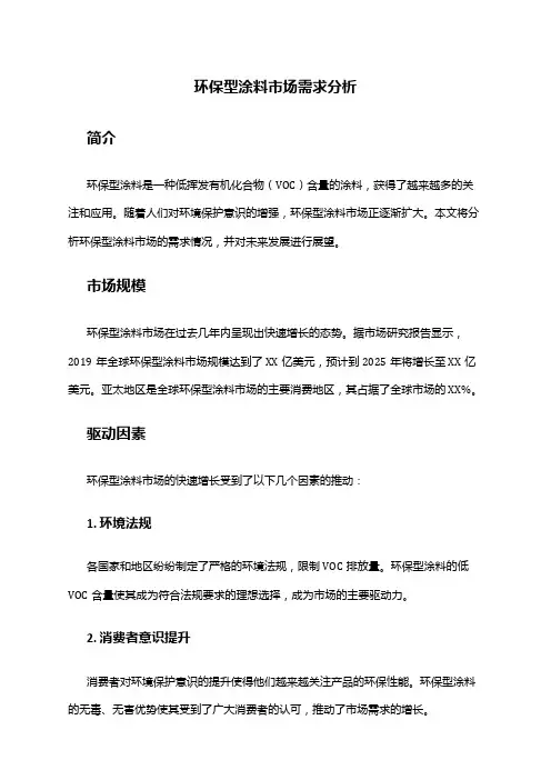 2024年环保型涂料市场需求分析