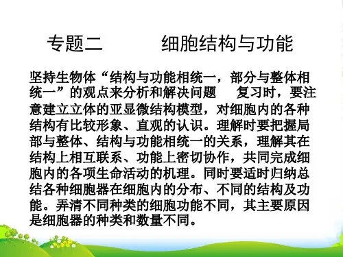高考生物 艺术生提分秘籍 专题二 细胞结构和功能课件