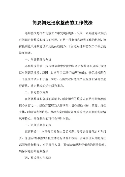 简要阐述巡察整改的工作做法