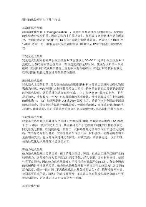 钢材的热处理有以下几个方法