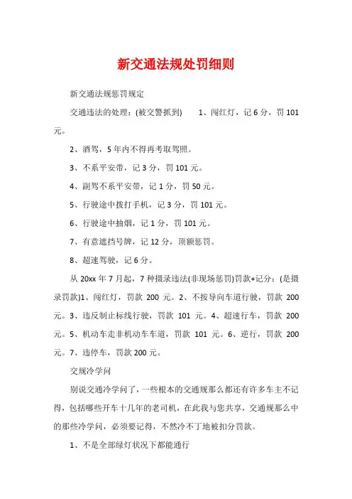 新交通法规处罚细则