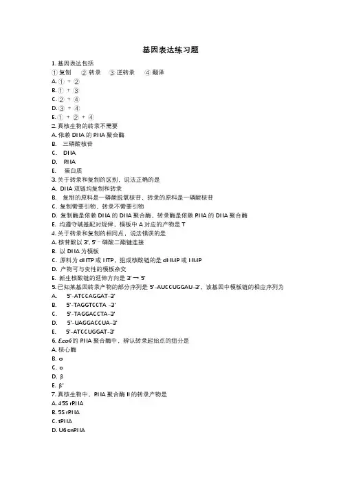 基因表达练习题