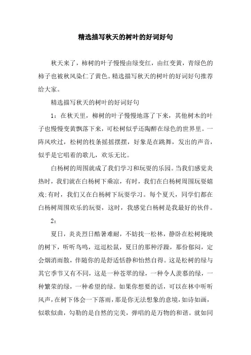 精选描写秋天的树叶的好词好句