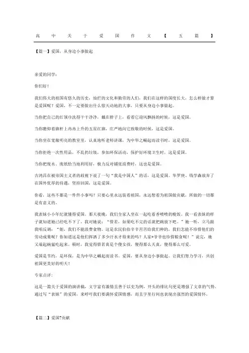 高中关于爱国作文五篇