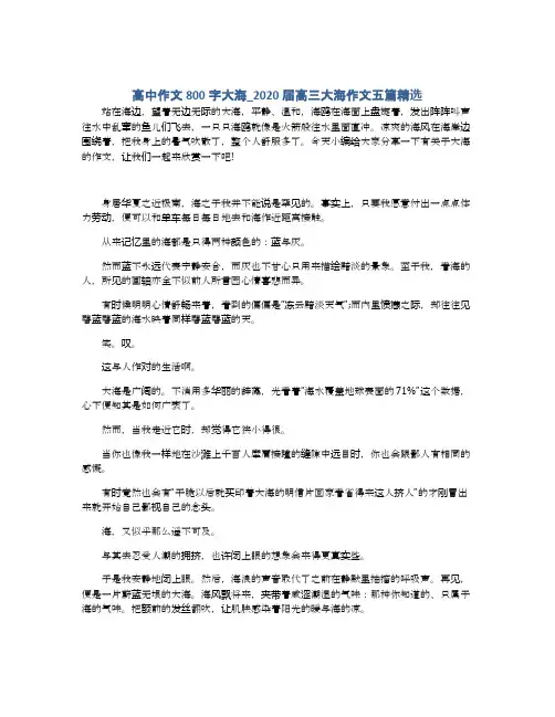 高中作文800字大海_2020届高三大海作文五篇精选