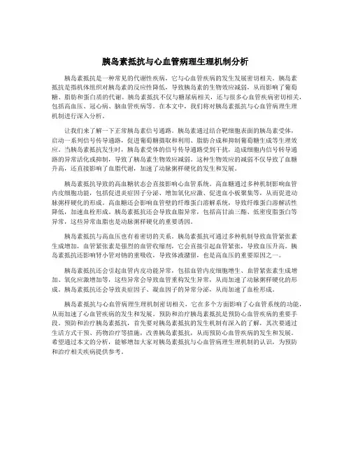 胰岛素抵抗与心血管病理生理机制分析