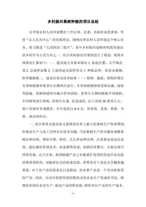 乡村振兴果树种植的项目总结