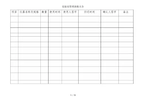 实验室管理表格大全