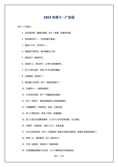 2024年双十一广告语