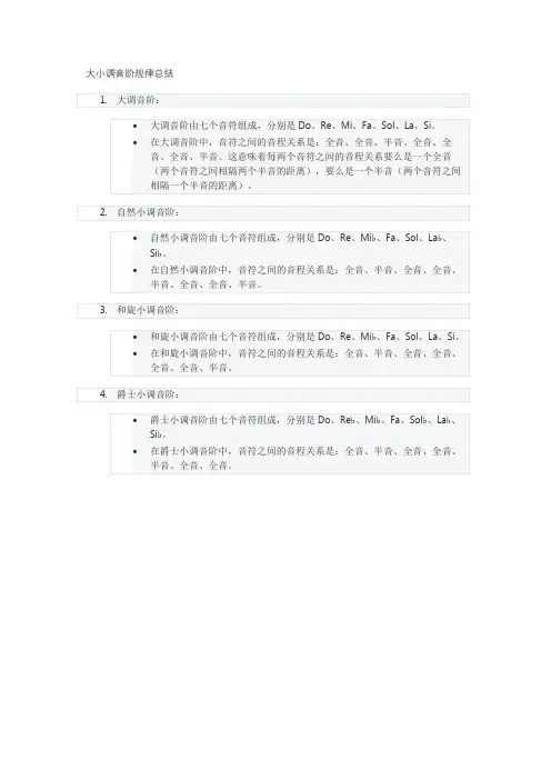 大小调音阶规律总结