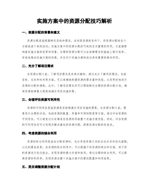 实施方案中的资源分配技巧解析