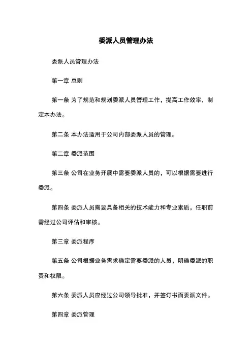 委派人员管理办法