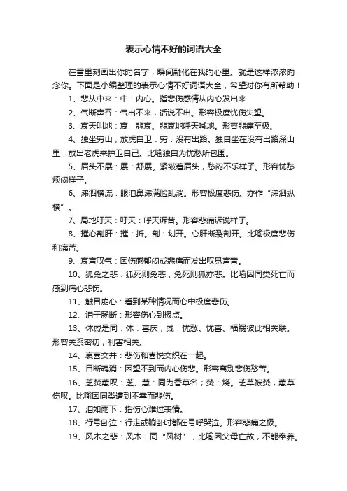 表示心情不好的词语大全