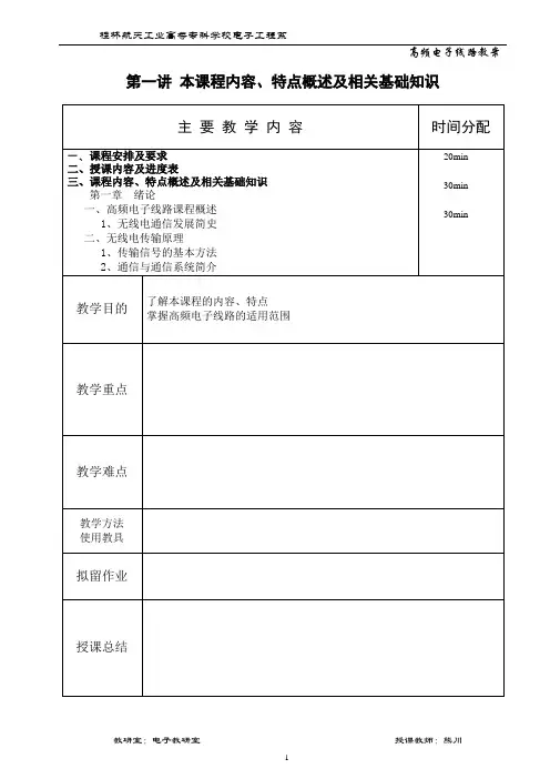 高频电子线路 第一讲