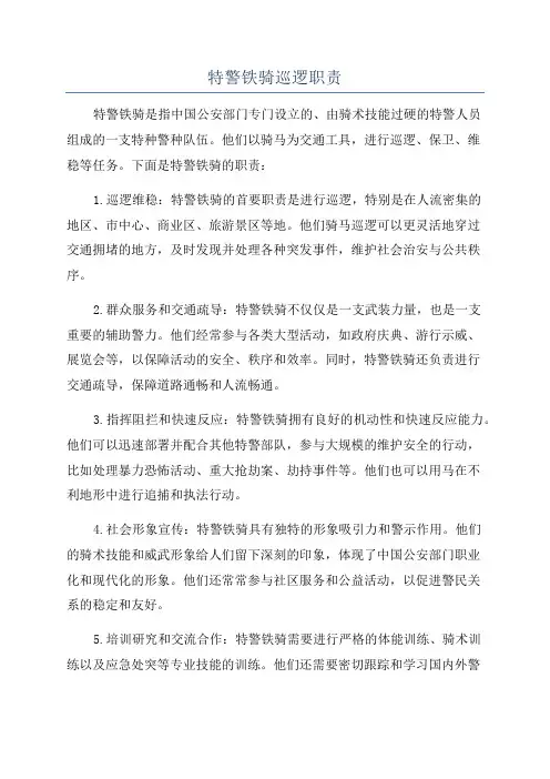 特警铁骑巡逻职责