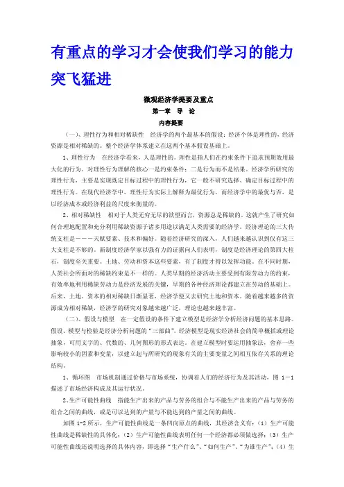 [讲解]微观经济学内容提要及重点