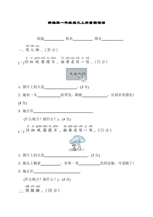 部编版一年级语文上册期末《看图写话》专项精品试卷附答案