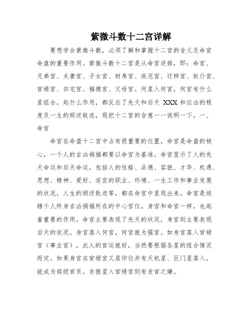 紫微斗数十二宫详解