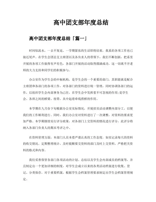 高中团支部年度总结
