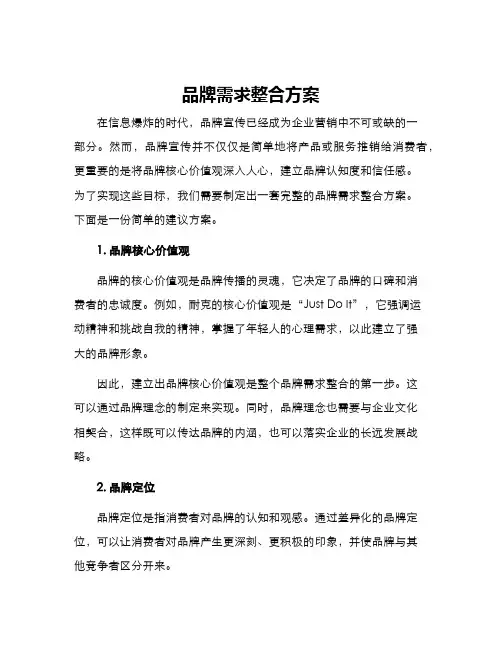 品牌需求整合方案