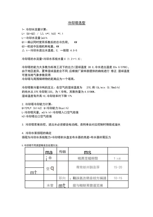 (完整版)冷却塔选型计算