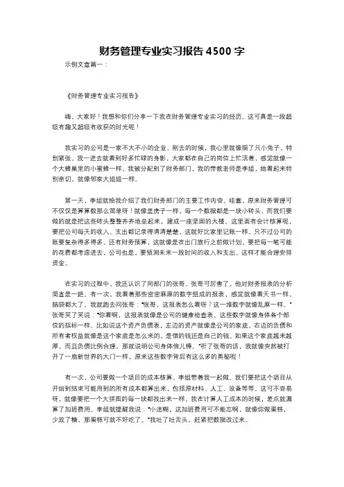 财务管理专业实习报告4500字