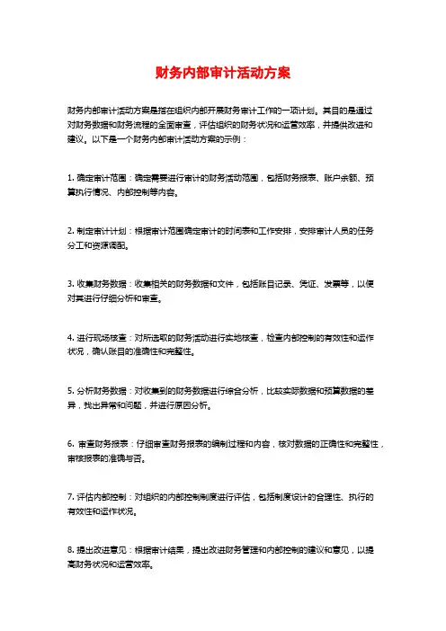 财务内部审计活动方案