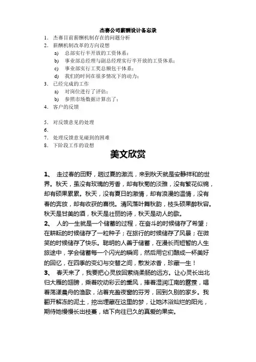 杰赛公司薪酬设计备忘录.doc