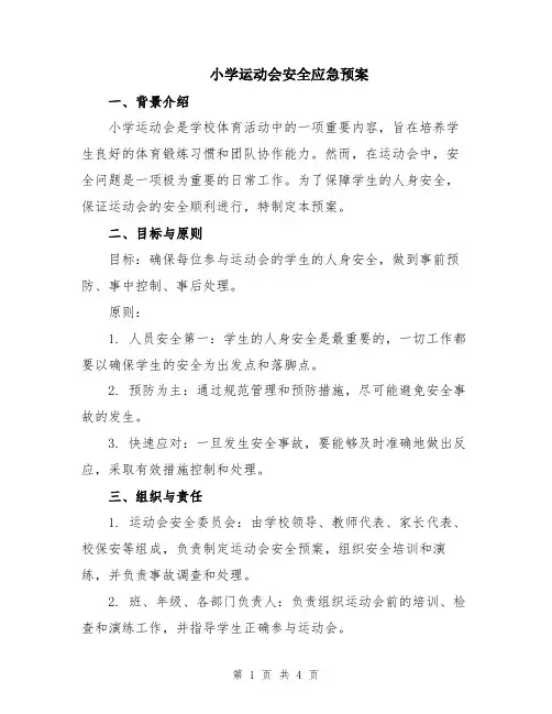 小学运动会安全应急预案